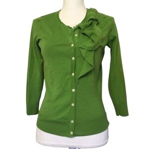 NWT THE LIMITED KELLY GREEN RUFFLED CARDIGAN SIZE S